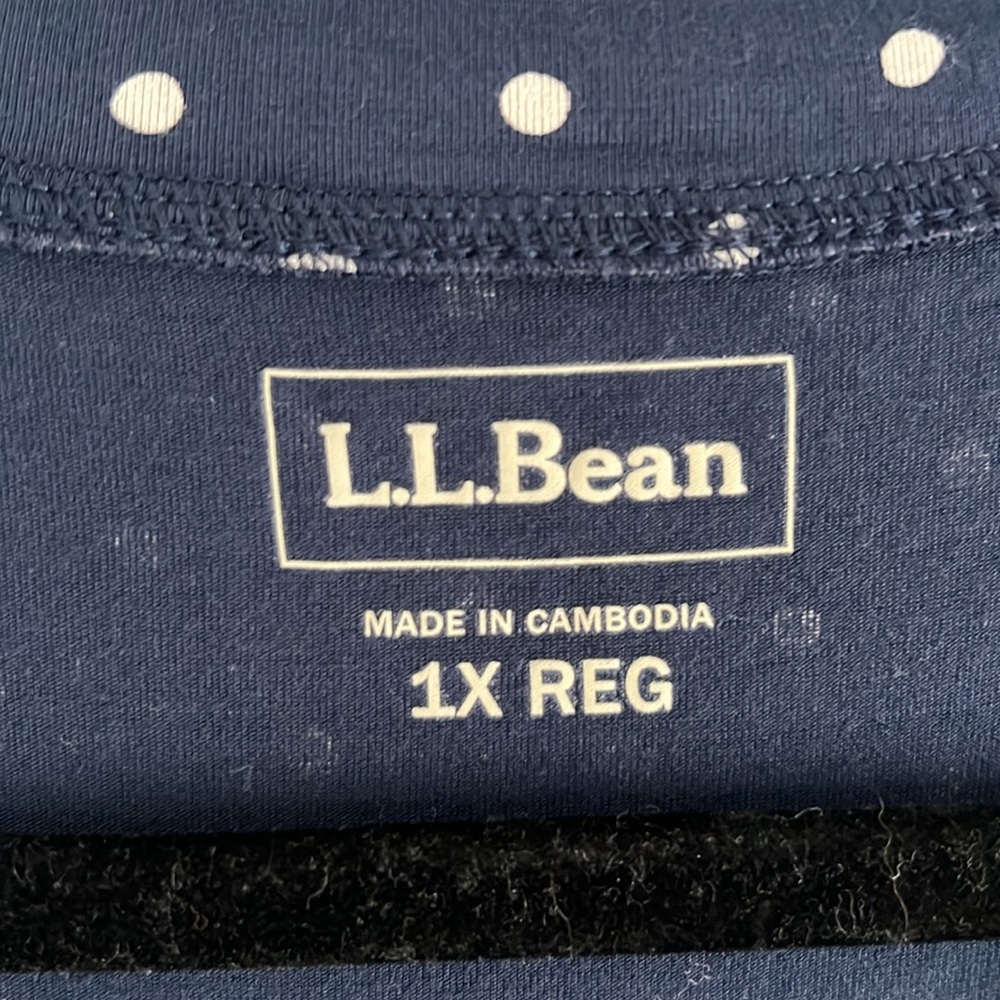 L.L. Bean Navy Blue Polka Dot Wrap Midi Dress - Picture 5 of 13